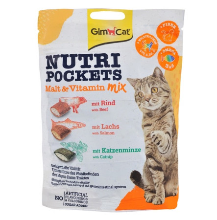 GimCat Nutri Pockets Malt & Vitamin Mix Вітамінні ласощі мікс для котів 150 г